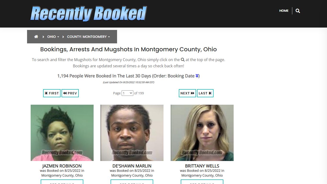 Bookings, Arrests and Mugshots in Montgomery County, Ohio